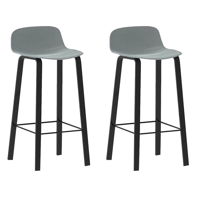 Nordic Indoor Simple Barstool Low Back Iron Tall Stool with Plastic Seat Grey 2 Piece Set Clearhalo 'Bar Furniture' 'Bar Stools' 'bar_stools' 'furn' 'furn_bar_stools' 'Furniture' 'furniture_bar_stools' 'Kitchen & Dining Furniture' 4744379