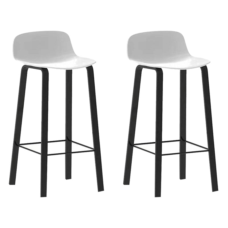 Nordic Indoor Simple Barstool Low Back Iron Tall Stool with Plastic Seat White 2 Piece Set Clearhalo 'Bar Furniture' 'Bar Stools' 'bar_stools' 'furn' 'furn_bar_stools' 'Furniture' 'furniture_bar_stools' 'Kitchen & Dining Furniture' 4744381