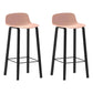 Nordic Indoor Simple Barstool Low Back Iron Tall Stool with Plastic Seat Pink 2 Piece Set Clearhalo 'Bar Furniture' 'Bar Stools' 'bar_stools' 'furn' 'furn_bar_stools' 'Furniture' 'furniture_bar_stools' 'Kitchen & Dining Furniture' 4744382