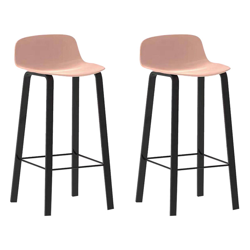 Nordic Indoor Simple Barstool Low Back Iron Tall Stool with Plastic Seat Pink 2 Piece Set Clearhalo 'Bar Furniture' 'Bar Stools' 'bar_stools' 'furn' 'furn_bar_stools' 'Furniture' 'furniture_bar_stools' 'Kitchen & Dining Furniture' 4744382
