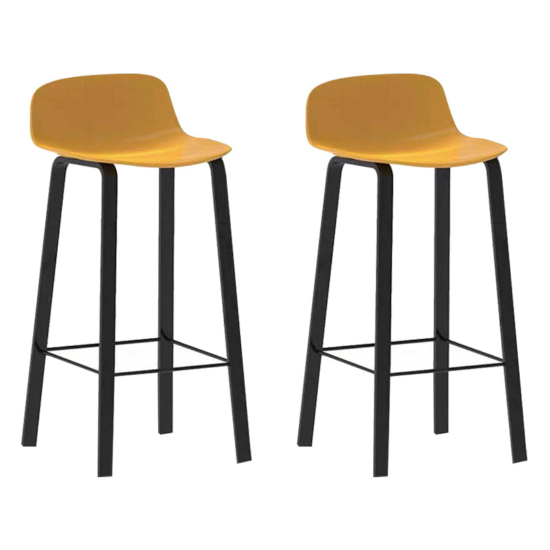Nordic Indoor Simple Barstool Low Back Iron Tall Stool with Plastic Seat Yellow 2 Piece Set Clearhalo 'Bar Furniture' 'Bar Stools' 'bar_stools' 'furn' 'furn_bar_stools' 'Furniture' 'furniture_bar_stools' 'Kitchen & Dining Furniture' 4744384