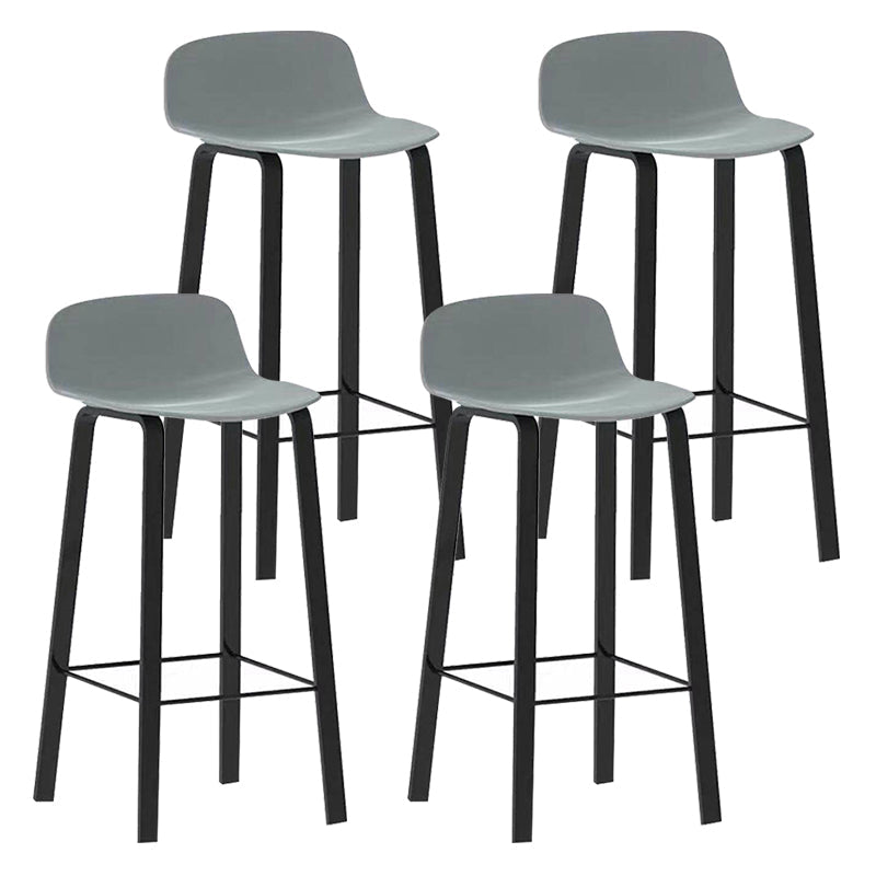 Nordic Indoor Simple Barstool Low Back Iron Tall Stool with Plastic Seat Grey 4 Piece Set Clearhalo 'Bar Furniture' 'Bar Stools' 'bar_stools' 'furn' 'furn_bar_stools' 'Furniture' 'furniture_bar_stools' 'Kitchen & Dining Furniture' 4744388