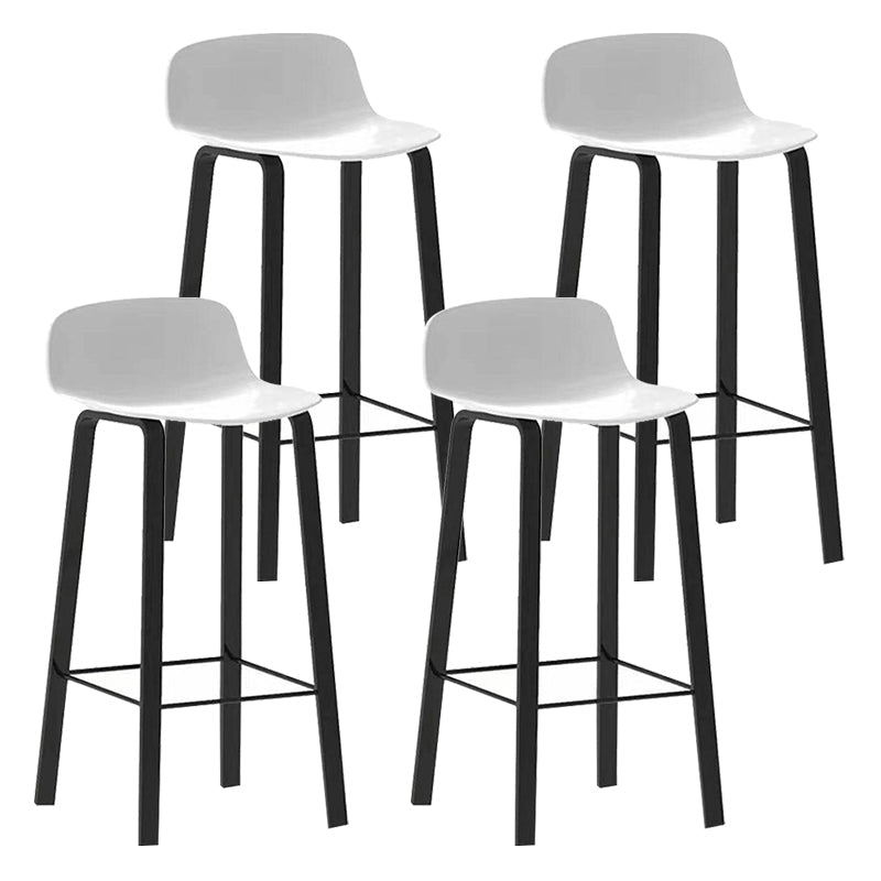 Nordic Indoor Simple Barstool Low Back Iron Tall Stool with Plastic Seat White 4 Piece Set Clearhalo 'Bar Furniture' 'Bar Stools' 'bar_stools' 'furn' 'furn_bar_stools' 'Furniture' 'furniture_bar_stools' 'Kitchen & Dining Furniture' 4744390