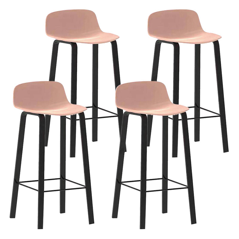 Nordic Indoor Simple Barstool Low Back Iron Tall Stool with Plastic Seat Pink 4 Piece Set Clearhalo 'Bar Furniture' 'Bar Stools' 'bar_stools' 'furn' 'furn_bar_stools' 'Furniture' 'furniture_bar_stools' 'Kitchen & Dining Furniture' 4744391