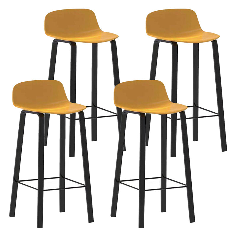 Nordic Indoor Simple Barstool Low Back Iron Tall Stool with Plastic Seat Yellow 4 Piece Set Clearhalo 'Bar Furniture' 'Bar Stools' 'bar_stools' 'furn' 'furn_bar_stools' 'Furniture' 'furniture_bar_stools' 'Kitchen & Dining Furniture' 4744392