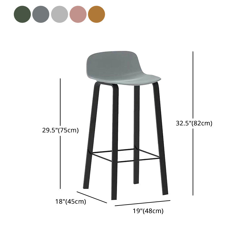 Nordic Indoor Simple Barstool Low Back Iron Tall Stool with Plastic Seat Clearhalo 'Bar Furniture' 'Bar Stools' 'bar_stools' 'furn' 'furn_bar_stools' 'Furniture' 'furniture_bar_stools' 'Kitchen & Dining Furniture' 4744394