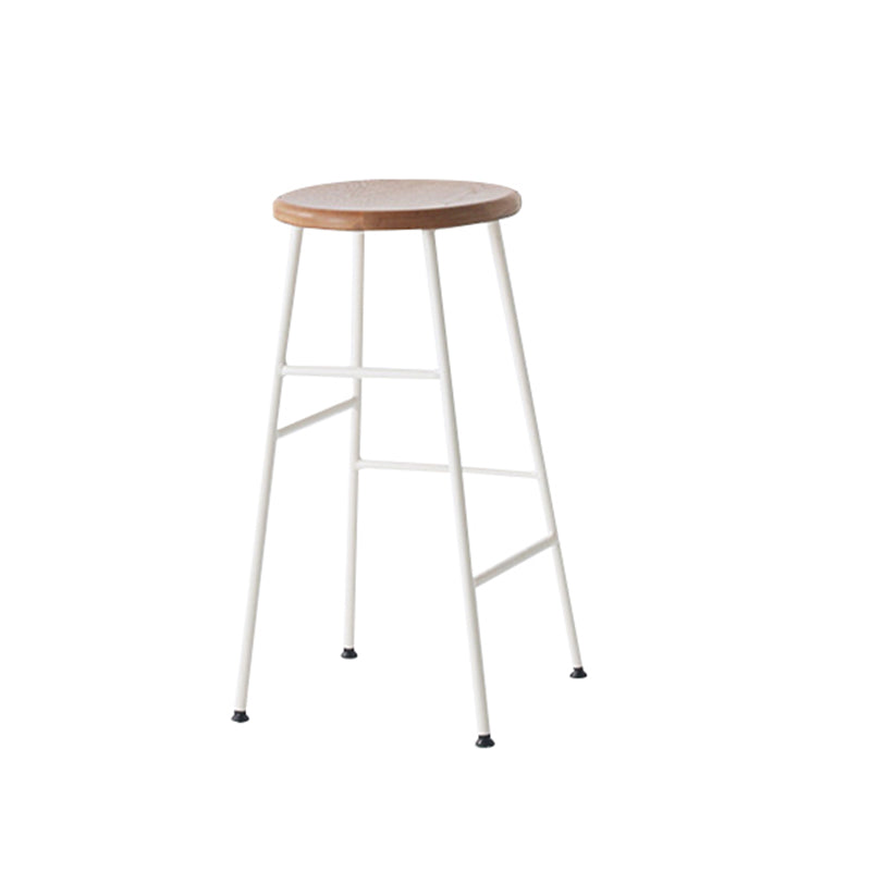 Industrial Iron Backless Barstool Simple Indoor Tall Stool with Square Seat 1 Piece Wood Counter Stool(26"H) Clearhalo 'Bar Furniture' 'Bar Stools' 'bar_stools' 'furn' 'furn_bar_stools' 'Furniture' 'furniture_bar_stools' 'Kitchen & Dining Furniture' 4744399