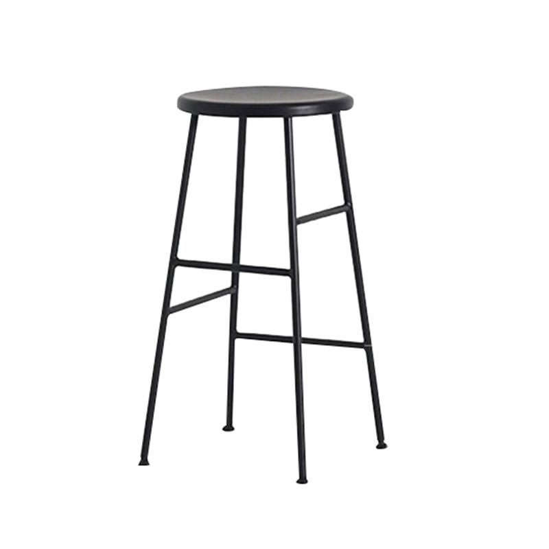 Industrial Iron Backless Barstool Simple Indoor Tall Stool with Square Seat 1 Piece Black Counter Stool(26"H) Clearhalo 'Bar Furniture' 'Bar Stools' 'bar_stools' 'furn' 'furn_bar_stools' 'Furniture' 'furniture_bar_stools' 'Kitchen & Dining Furniture' 4744403
