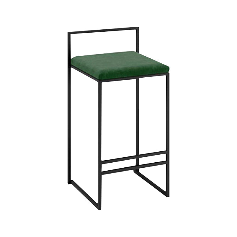 Nordic Steel Low Back Barstool Simple Indoor Tall Stool with Upholstered Blackish Green 1 Piece Clearhalo 'Bar Furniture' 'Bar Stools' 'bar_stools' 'furn' 'furn_bar_stools' 'Furniture' 'furniture_bar_stools' 'Kitchen & Dining Furniture' 4744423