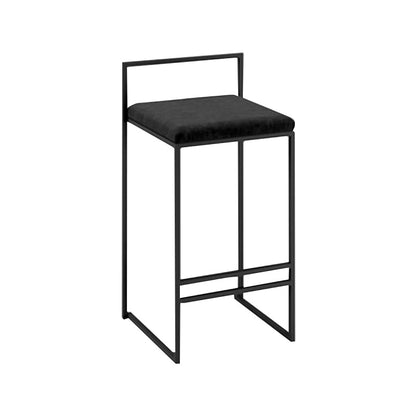 Nordic Steel Low Back Barstool Simple Indoor Tall Stool with Upholstered Black 1 Piece Clearhalo 'Bar Furniture' 'Bar Stools' 'bar_stools' 'furn' 'furn_bar_stools' 'Furniture' 'furniture_bar_stools' 'Kitchen & Dining Furniture' 4744427