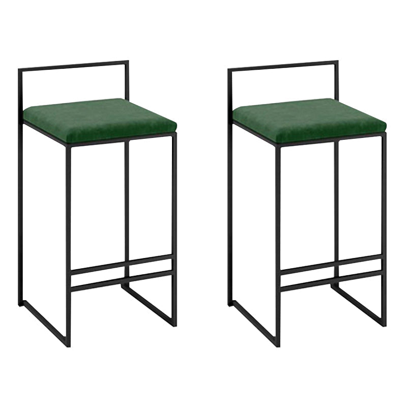 Nordic Steel Low Back Barstool Simple Indoor Tall Stool with Upholstered Blackish Green 2 Piece Set Clearhalo 'Bar Furniture' 'Bar Stools' 'bar_stools' 'furn' 'furn_bar_stools' 'Furniture' 'furniture_bar_stools' 'Kitchen & Dining Furniture' 4744430