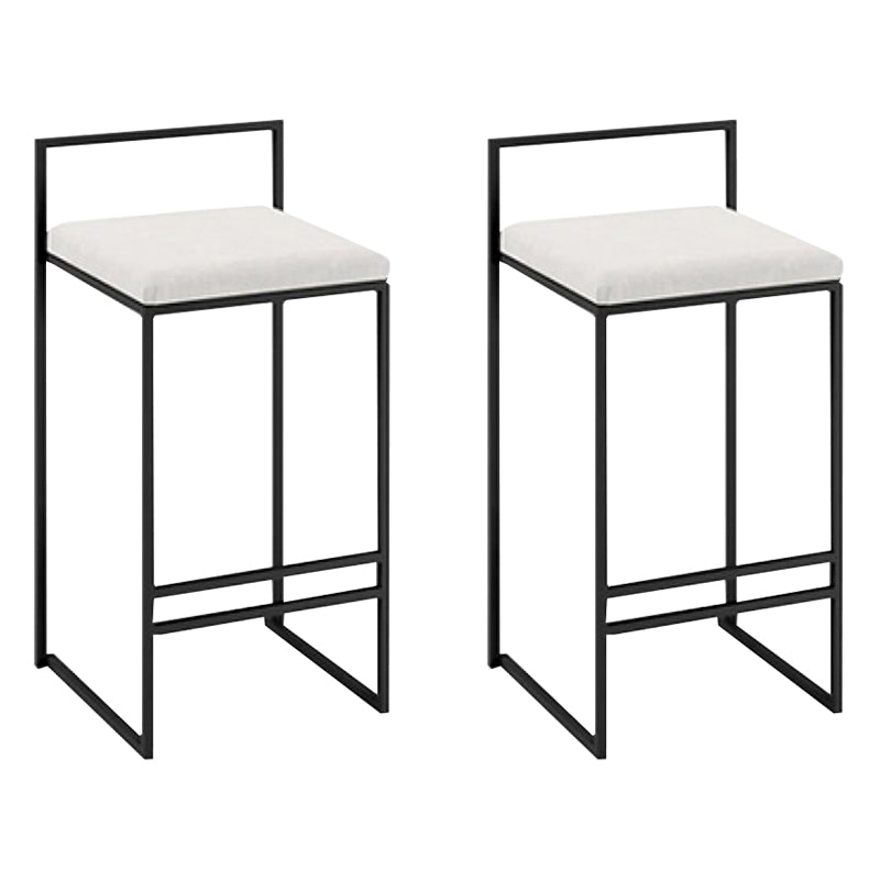 Nordic Steel Low Back Barstool Simple Indoor Tall Stool with Upholstered White 2 Piece Set Clearhalo 'Bar Furniture' 'Bar Stools' 'bar_stools' 'furn' 'furn_bar_stools' 'Furniture' 'furniture_bar_stools' 'Kitchen & Dining Furniture' 4744437