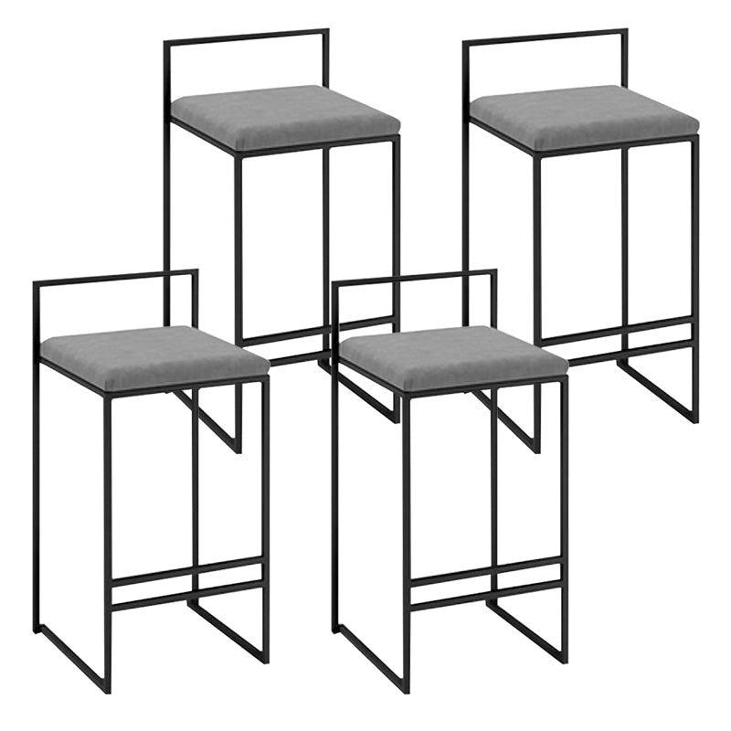 Nordic Steel Low Back Barstool Simple Indoor Tall Stool with Upholstered Grey 4 Piece Set Clearhalo 'Bar Furniture' 'Bar Stools' 'bar_stools' 'furn' 'furn_bar_stools' 'Furniture' 'furniture_bar_stools' 'Kitchen & Dining Furniture' 4744439