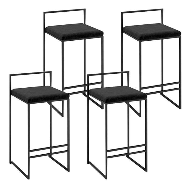 Nordic Steel Low Back Barstool Simple Indoor Tall Stool with Upholstered Black 4 Piece Set Clearhalo 'Bar Furniture' 'Bar Stools' 'bar_stools' 'furn' 'furn_bar_stools' 'Furniture' 'furniture_bar_stools' 'Kitchen & Dining Furniture' 4744440