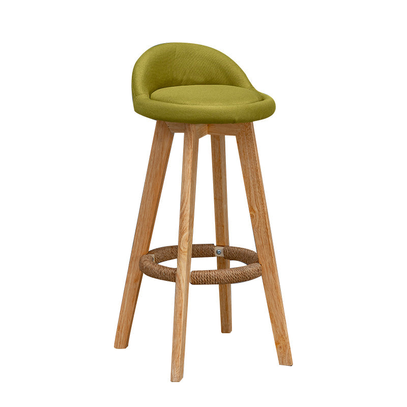 Nordic Indoor Low Back Barstool Swivel Rubberwood Tall Stool with Upholstered Green 1 Piece Clearhalo 'Bar Furniture' 'Bar Stools' 'bar_stools' 'furn' 'furn_bar_stools' 'Furniture' 'furniture_bar_stools' 'Kitchen & Dining Furniture' 4744444