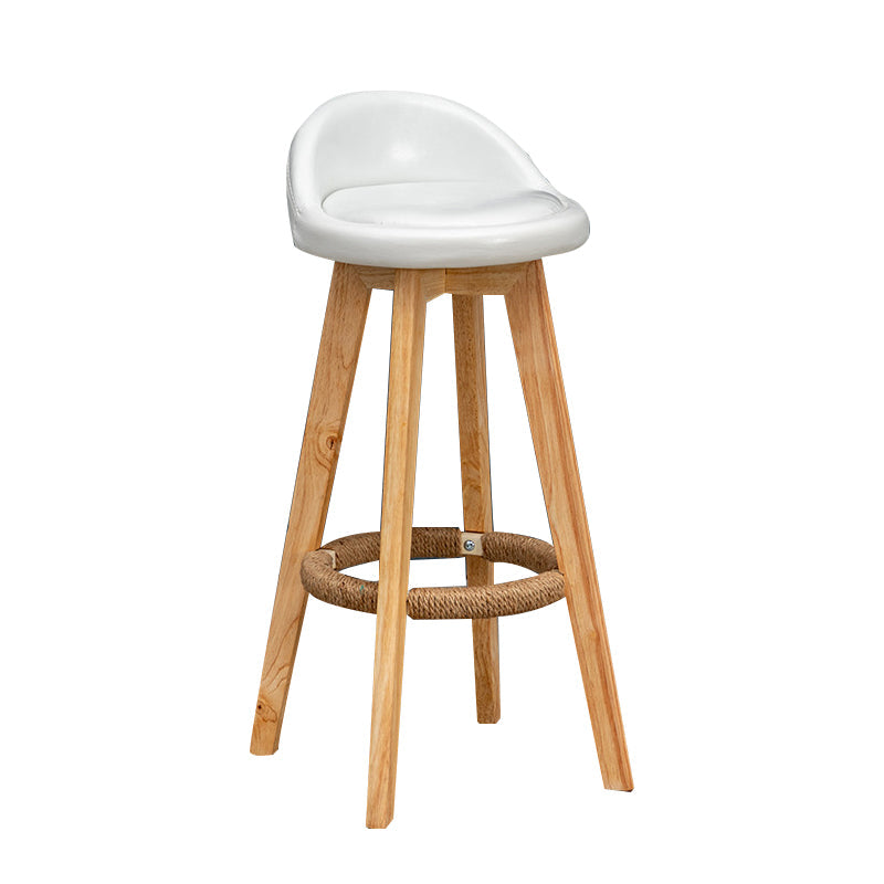 Nordic Indoor Low Back Barstool Swivel Rubberwood Tall Stool with Upholstered White 1 Piece Clearhalo 'Bar Furniture' 'Bar Stools' 'bar_stools' 'furn' 'furn_bar_stools' 'Furniture' 'furniture_bar_stools' 'Kitchen & Dining Furniture' 4744445