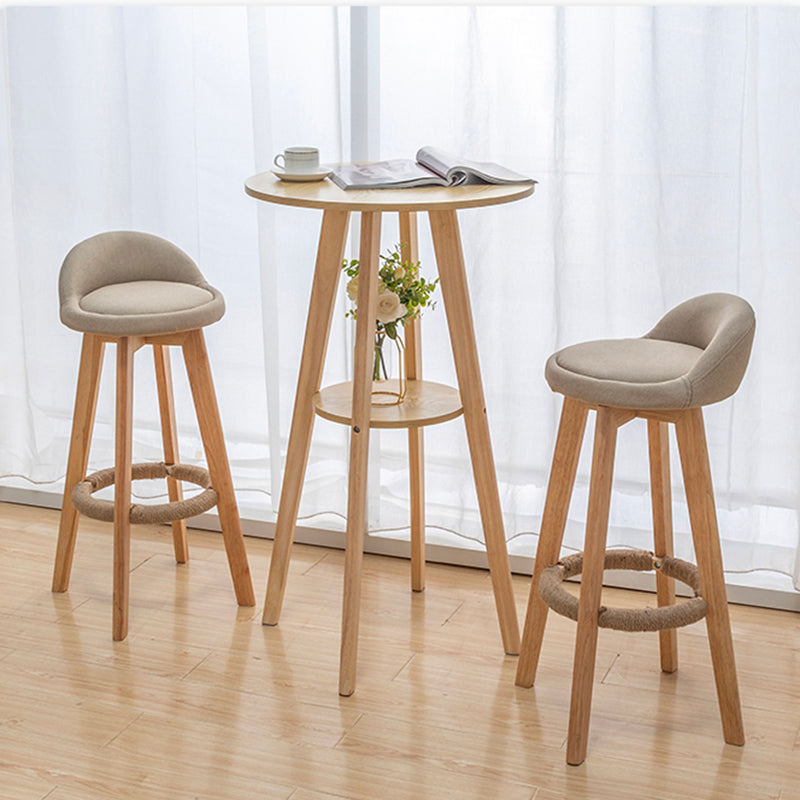 Nordic Indoor Low Back Barstool Swivel Rubberwood Tall Stool with Upholstered Clearhalo 'Bar Furniture' 'Bar Stools' 'bar_stools' 'furn' 'furn_bar_stools' 'Furniture' 'furniture_bar_stools' 'Kitchen & Dining Furniture' 4744446