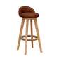 Nordic Indoor Low Back Barstool Swivel Rubberwood Tall Stool with Upholstered Dark Coffee 1 Piece Clearhalo 'Bar Furniture' 'Bar Stools' 'bar_stools' 'furn' 'furn_bar_stools' 'Furniture' 'furniture_bar_stools' 'Kitchen & Dining Furniture' 4744448