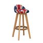 Nordic Indoor Low Back Barstool Swivel Rubberwood Tall Stool with Upholstered Red-White-Blue 1 Piece Clearhalo 'Bar Furniture' 'Bar Stools' 'bar_stools' 'furn' 'furn_bar_stools' 'Furniture' 'furniture_bar_stools' 'Kitchen & Dining Furniture' 4744449