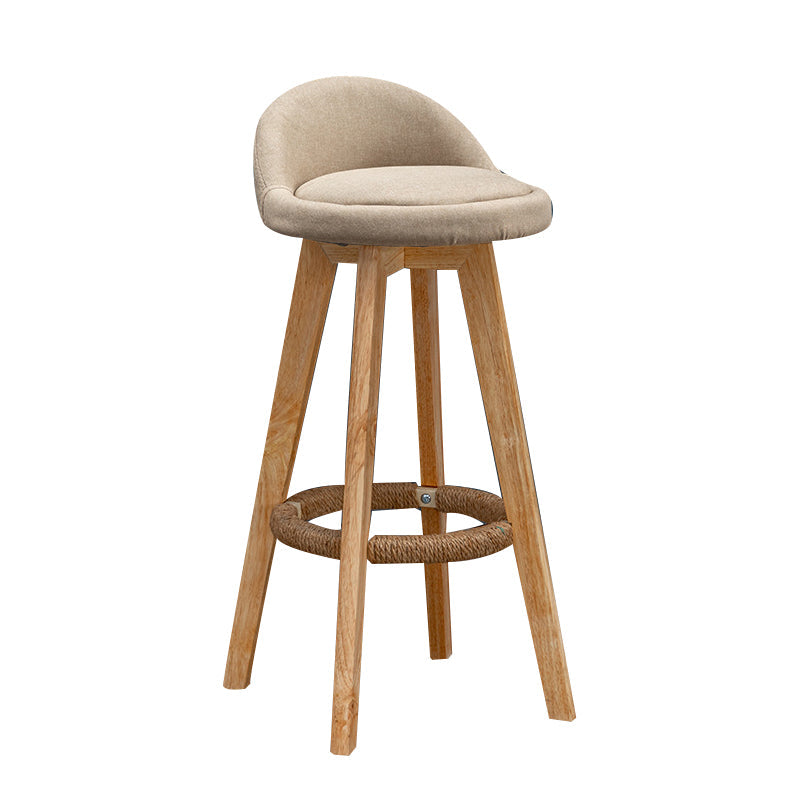 Nordic Indoor Low Back Barstool Swivel Rubberwood Tall Stool with Upholstered Clearhalo 'Bar Furniture' 'Bar Stools' 'bar_stools' 'furn' 'furn_bar_stools' 'Furniture' 'furniture_bar_stools' 'Kitchen & Dining Furniture' 4744451