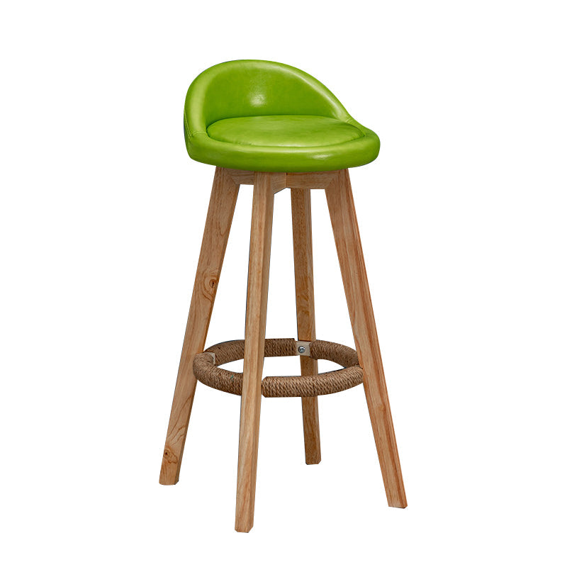 Nordic Indoor Low Back Barstool Swivel Rubberwood Tall Stool with Upholstered Fluorescent Green 1 Piece Clearhalo 'Bar Furniture' 'Bar Stools' 'bar_stools' 'furn' 'furn_bar_stools' 'Furniture' 'furniture_bar_stools' 'Kitchen & Dining Furniture' 4744457