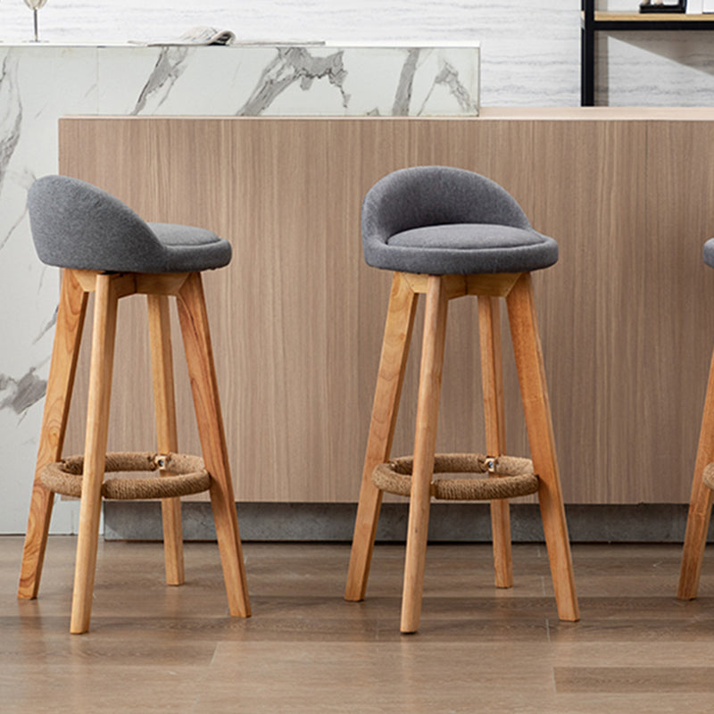Nordic Indoor Low Back Barstool Swivel Rubberwood Tall Stool with Upholstered Clearhalo 'Bar Furniture' 'Bar Stools' 'bar_stools' 'furn' 'furn_bar_stools' 'Furniture' 'furniture_bar_stools' 'Kitchen & Dining Furniture' 4744458