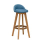 Nordic Indoor Low Back Barstool Swivel Rubberwood Tall Stool with Upholstered Blue 1 Piece Clearhalo 'Bar Furniture' 'Bar Stools' 'bar_stools' 'furn' 'furn_bar_stools' 'Furniture' 'furniture_bar_stools' 'Kitchen & Dining Furniture' 4744459