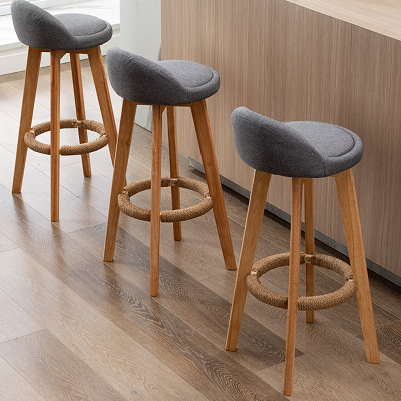 Nordic Indoor Low Back Barstool Swivel Rubberwood Tall Stool with Upholstered Clearhalo 'Bar Furniture' 'Bar Stools' 'bar_stools' 'furn' 'furn_bar_stools' 'Furniture' 'furniture_bar_stools' 'Kitchen & Dining Furniture' 4744460