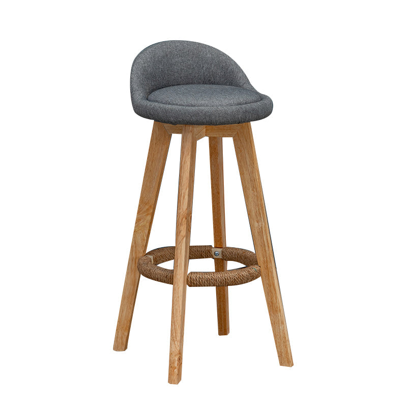 Nordic Indoor Low Back Barstool Swivel Rubberwood Tall Stool with Upholstered Grey 1 Piece Clearhalo 'Bar Furniture' 'Bar Stools' 'bar_stools' 'furn' 'furn_bar_stools' 'Furniture' 'furniture_bar_stools' 'Kitchen & Dining Furniture' 4744461