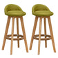 Nordic Indoor Low Back Barstool Swivel Rubberwood Tall Stool with Upholstered Green 2 Piece Set Clearhalo 'Bar Furniture' 'Bar Stools' 'bar_stools' 'furn' 'furn_bar_stools' 'Furniture' 'furniture_bar_stools' 'Kitchen & Dining Furniture' 4744465