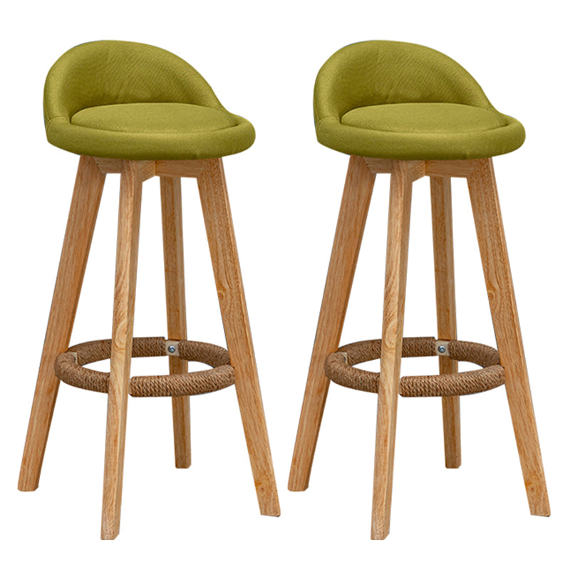 Nordic Indoor Low Back Barstool Swivel Rubberwood Tall Stool with Upholstered Green 2 Piece Set Clearhalo 'Bar Furniture' 'Bar Stools' 'bar_stools' 'furn' 'furn_bar_stools' 'Furniture' 'furniture_bar_stools' 'Kitchen & Dining Furniture' 4744465