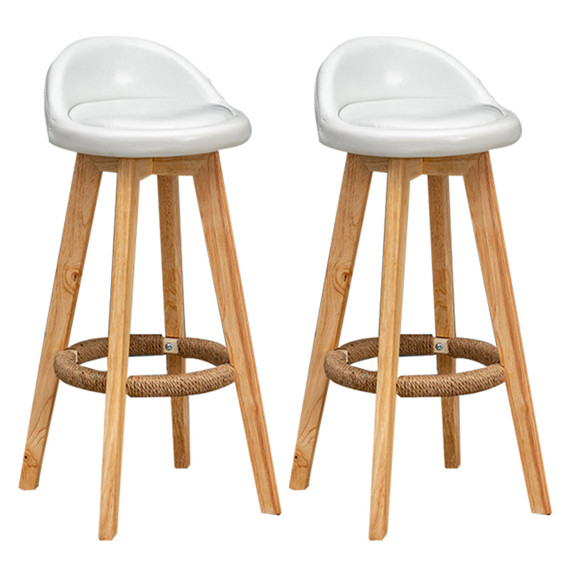 Nordic Indoor Low Back Barstool Swivel Rubberwood Tall Stool with Upholstered White 2 Piece Set Clearhalo 'Bar Furniture' 'Bar Stools' 'bar_stools' 'furn' 'furn_bar_stools' 'Furniture' 'furniture_bar_stools' 'Kitchen & Dining Furniture' 4744466