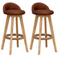 Nordic Indoor Low Back Barstool Swivel Rubberwood Tall Stool with Upholstered Dark Coffee 2 Piece Set Clearhalo 'Bar Furniture' 'Bar Stools' 'bar_stools' 'furn' 'furn_bar_stools' 'Furniture' 'furniture_bar_stools' 'Kitchen & Dining Furniture' 4744467