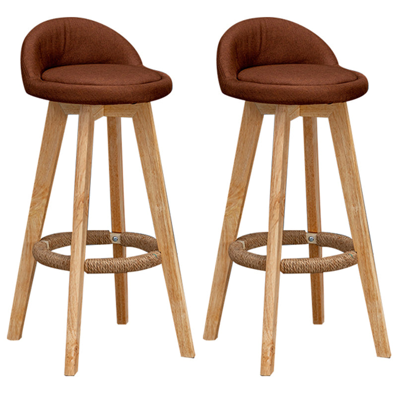 Nordic Indoor Low Back Barstool Swivel Rubberwood Tall Stool with Upholstered Dark Coffee 2 Piece Set Clearhalo 'Bar Furniture' 'Bar Stools' 'bar_stools' 'furn' 'furn_bar_stools' 'Furniture' 'furniture_bar_stools' 'Kitchen & Dining Furniture' 4744467