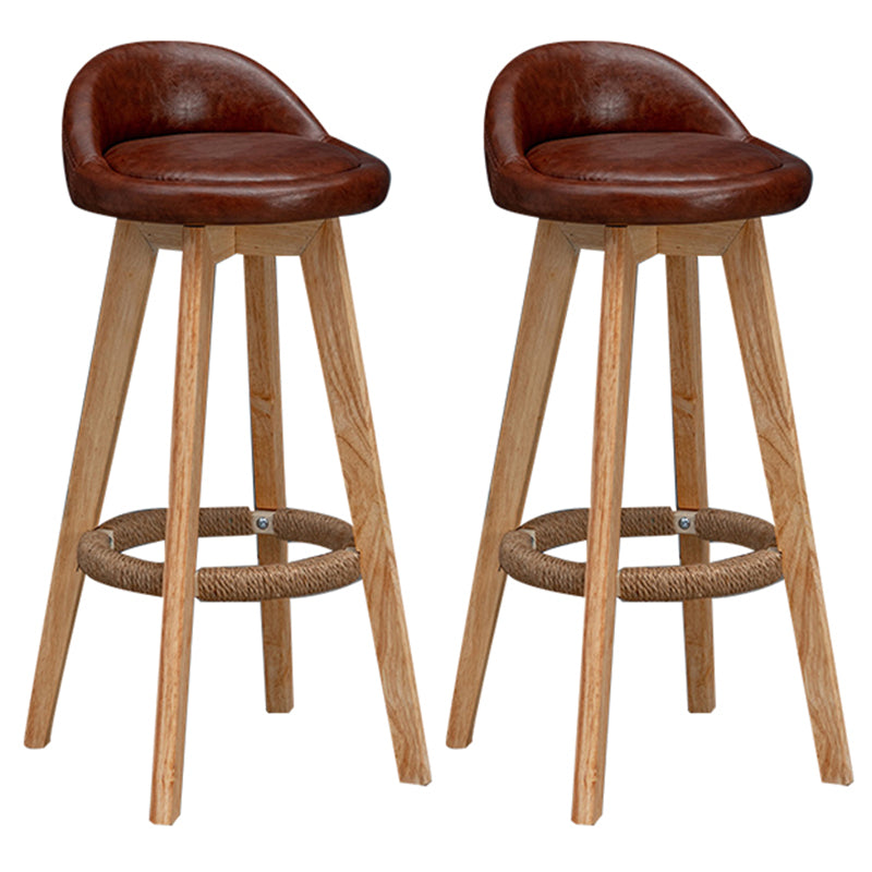 Nordic Indoor Low Back Barstool Swivel Rubberwood Tall Stool with Upholstered Coffee 2 Piece Set Clearhalo 'Bar Furniture' 'Bar Stools' 'bar_stools' 'furn' 'furn_bar_stools' 'Furniture' 'furniture_bar_stools' 'Kitchen & Dining Furniture' 4744469