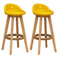 Nordic Indoor Low Back Barstool Swivel Rubberwood Tall Stool with Upholstered Yellow 2 Piece Set Clearhalo 'Bar Furniture' 'Bar Stools' 'bar_stools' 'furn' 'furn_bar_stools' 'Furniture' 'furniture_bar_stools' 'Kitchen & Dining Furniture' 4744470