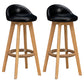 Nordic Indoor Low Back Barstool Swivel Rubberwood Tall Stool with Upholstered Black 2 Piece Set Clearhalo 'Bar Furniture' 'Bar Stools' 'bar_stools' 'furn' 'furn_bar_stools' 'Furniture' 'furniture_bar_stools' 'Kitchen & Dining Furniture' 4744471