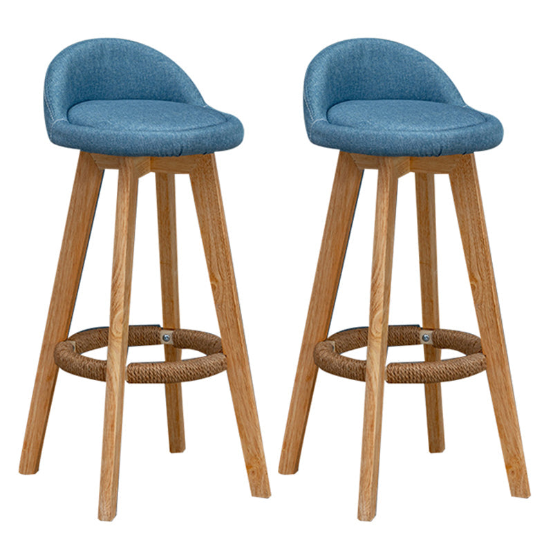 Nordic Indoor Low Back Barstool Swivel Rubberwood Tall Stool with Upholstered Blue 2 Piece Set Clearhalo 'Bar Furniture' 'Bar Stools' 'bar_stools' 'furn' 'furn_bar_stools' 'Furniture' 'furniture_bar_stools' 'Kitchen & Dining Furniture' 4744473