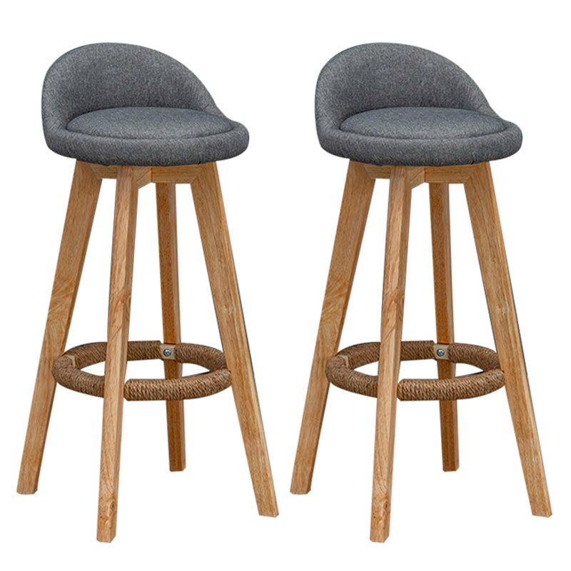 Nordic Indoor Low Back Barstool Swivel Rubberwood Tall Stool with Upholstered Grey 2 Piece Set Clearhalo 'Bar Furniture' 'Bar Stools' 'bar_stools' 'furn' 'furn_bar_stools' 'Furniture' 'furniture_bar_stools' 'Kitchen & Dining Furniture' 4744474