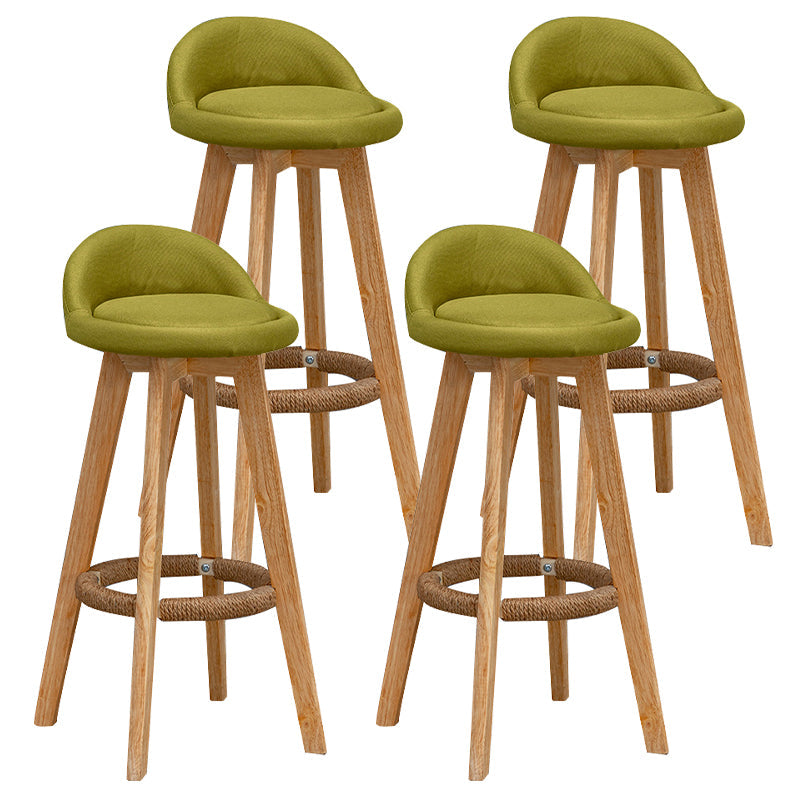 Nordic Indoor Low Back Barstool Swivel Rubberwood Tall Stool with Upholstered Green 4 Piece Set Clearhalo 'Bar Furniture' 'Bar Stools' 'bar_stools' 'furn' 'furn_bar_stools' 'Furniture' 'furniture_bar_stools' 'Kitchen & Dining Furniture' 4744476