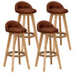 Nordic Indoor Low Back Barstool Swivel Rubberwood Tall Stool with Upholstered Dark Coffee 4 Piece Set Clearhalo 'Bar Furniture' 'Bar Stools' 'bar_stools' 'furn' 'furn_bar_stools' 'Furniture' 'furniture_bar_stools' 'Kitchen & Dining Furniture' 4744478