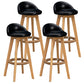 Nordic Indoor Low Back Barstool Swivel Rubberwood Tall Stool with Upholstered Black 4 Piece Set Clearhalo 'Bar Furniture' 'Bar Stools' 'bar_stools' 'furn' 'furn_bar_stools' 'Furniture' 'furniture_bar_stools' 'Kitchen & Dining Furniture' 4744482