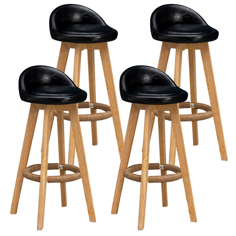 Nordic Indoor Low Back Barstool Swivel Rubberwood Tall Stool with Upholstered Black 4 Piece Set Clearhalo 'Bar Furniture' 'Bar Stools' 'bar_stools' 'furn' 'furn_bar_stools' 'Furniture' 'furniture_bar_stools' 'Kitchen & Dining Furniture' 4744482