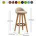 Nordic Indoor Low Back Barstool Swivel Rubberwood Tall Stool with Upholstered Clearhalo 'Bar Furniture' 'Bar Stools' 'bar_stools' 'furn' 'furn_bar_stools' 'Furniture' 'furniture_bar_stools' 'Kitchen & Dining Furniture' 4744487