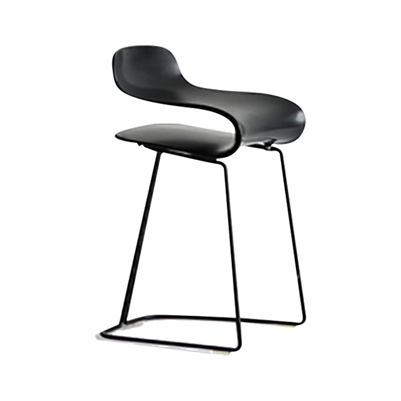 Nordic Stainless Steel Simple Barstool Low Back Indoor Tall Stool with Plastic Seat Black 1 Piece Short Stool(22"H) Clearhalo 'Bar Furniture' 'Bar Stools' 'bar_stools' 'furn' 'furn_bar_stools' 'Furniture' 'furniture_bar_stools' 'Kitchen & Dining Furniture' 4744489