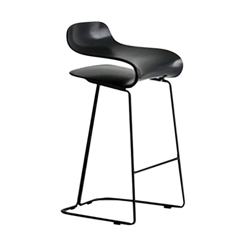 Nordic Stainless Steel Simple Barstool Low Back Indoor Tall Stool with Plastic Seat Black 1 Piece Counter Stool(26"H) Clearhalo 'Bar Furniture' 'Bar Stools' 'bar_stools' 'furn' 'furn_bar_stools' 'Furniture' 'furniture_bar_stools' 'Kitchen & Dining Furniture' 4744490