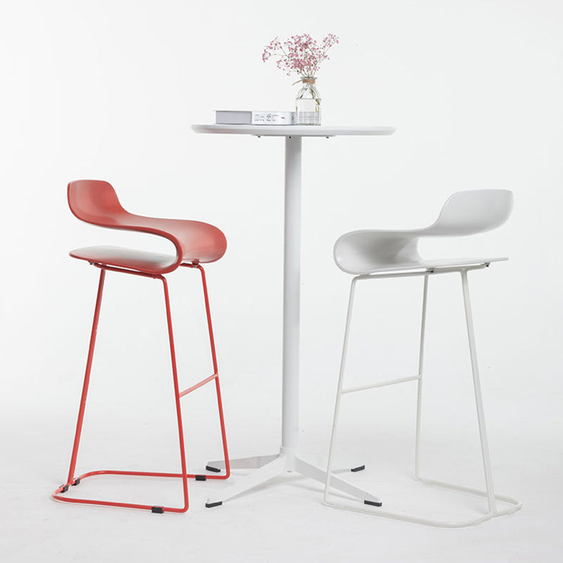 Nordic Stainless Steel Simple Barstool Low Back Indoor Tall Stool with Plastic Seat Clearhalo 'Bar Furniture' 'Bar Stools' 'bar_stools' 'furn' 'furn_bar_stools' 'Furniture' 'furniture_bar_stools' 'Kitchen & Dining Furniture' 4744491