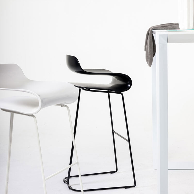 Nordic Stainless Steel Simple Barstool Low Back Indoor Tall Stool with Plastic Seat Clearhalo 'Bar Furniture' 'Bar Stools' 'bar_stools' 'furn' 'furn_bar_stools' 'Furniture' 'furniture_bar_stools' 'Kitchen & Dining Furniture' 4744492