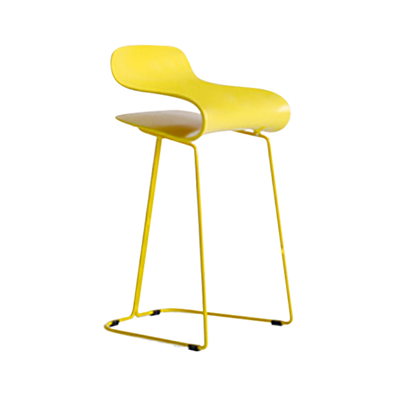 Nordic Stainless Steel Simple Barstool Low Back Indoor Tall Stool with Plastic Seat Yellow 1 Piece Short Stool(22"H) Clearhalo 'Bar Furniture' 'Bar Stools' 'bar_stools' 'furn' 'furn_bar_stools' 'Furniture' 'furniture_bar_stools' 'Kitchen & Dining Furniture' 4744494