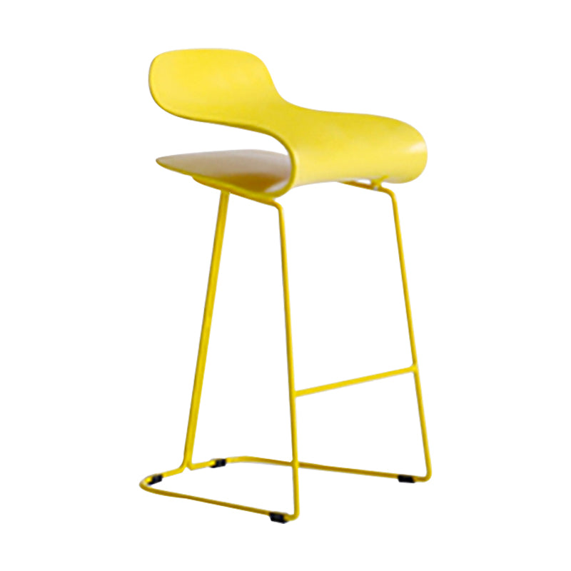 Nordic Stainless Steel Simple Barstool Low Back Indoor Tall Stool with Plastic Seat Yellow 1 Piece Counter Stool(26"H) Clearhalo 'Bar Furniture' 'Bar Stools' 'bar_stools' 'furn' 'furn_bar_stools' 'Furniture' 'furniture_bar_stools' 'Kitchen & Dining Furniture' 4744496